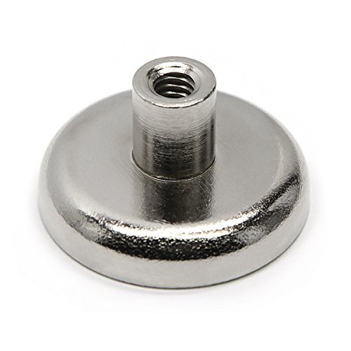 Cms Magnetics - (2 Ct) Powerful Neodymium Cup Magnets W/Female Threaded Screw Stud #12-24, 90 Lbs Pulling Power Each, Magnetic Round Base Heavy Duty, Rare Earth Pot Magnet #TOP5