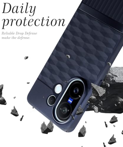Image of WOW IMAGINE Back Cover for Vivo X200 FE 5G with Hexa Cube Design | Ultra Slim Soft Rubberised Case | Inner Velvet Fabric | Matte Silicone Flexible Mobile Case | Camera Protection - Blue