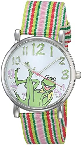 ACCUTIME Disney Muppets Women's MU1010 Kermit the Frog Dial Multi-Color Watch with Fabric Strap