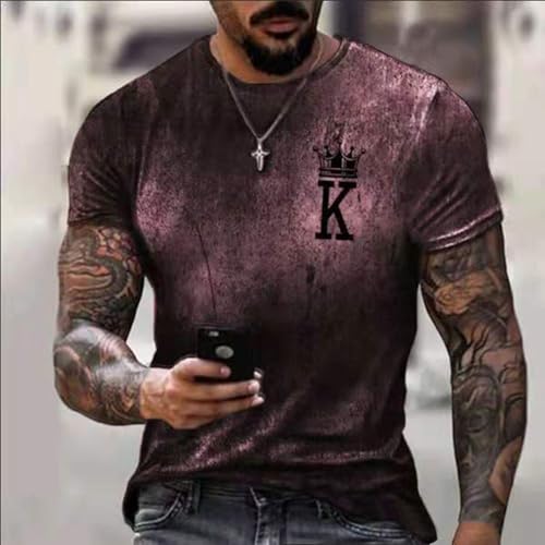 Men's Graphic T-Shirts Washed Old Crown Letter K Short Sleeve Tees Casual Hipster Hip Hop Summer Streetwear Plus Size2
