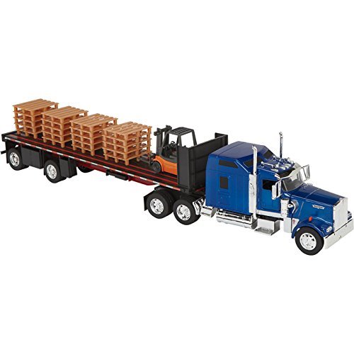 Die-Cast Truck Replica - W900 Flatbed with Forklift, 1:32 Scale,