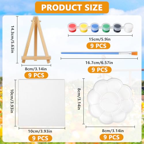 Miniatura 2 de Dwdhyean 30 Piezas Mini Lienzos Con Caballete De Arte 6 Pequeños Caballetes Triangulares De Artista Con 6 Lienzos,6 Pinceles Y 6 Paletas De Pintura Y 6 Acuarela Para Aficionados Y Artistas