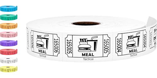 Image of Tacticai 1000 Food & Meal Raffle Tickets, Single Roll, White