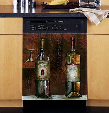 Appliance Art Magnetic Dishwasher Front Door Cover Sheet | Kitchen Appliance Décor | Vinyl Decal For Instant Update | Trimmable Magnet | Easy To Clean & Maintain | 23.5” X 26” | Old World Wine #TOP4