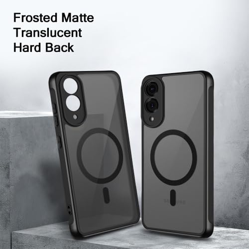 Image of TheGiftKart Hybrid Matte Frosted Translucent Back Cover Case for Samsung Galaxy S25 Edge 5G Compatible with MagSafe | Shockproof Design | Camera Protection Module | Hard Cover (PC & TPU, Frost Black)