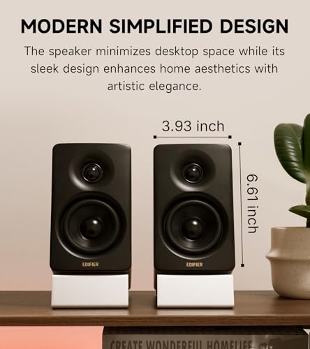 Edifier M60 Multimedia Speaker Bluetooth 5.3, 66W RMS, Hi-Res Audio & Hi-Res Wireless Audio, LDAC,3" Mid Bass & 1" Tweeter, USB-C & Aux Inputs, Compact Desktop Speaker &ndash; Classic Oak