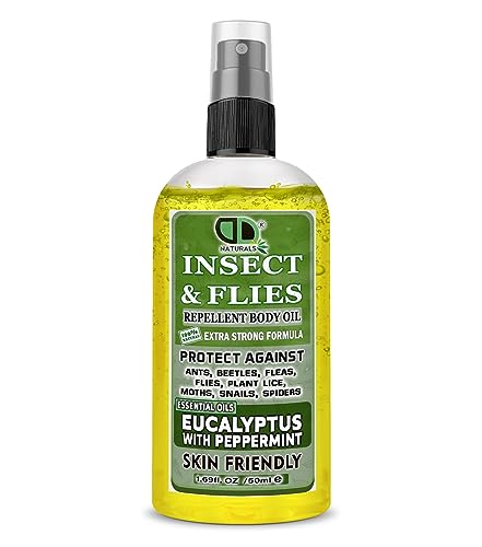 DD Teck Insect Repellent with Eucalyptus & Peppermint Essential Oil Repellent Against Ants, Beetles, Fleas, Flies, Plant Lice, Moths, Snails and Spiders for Body Oil Deet Free (50ml Spray)