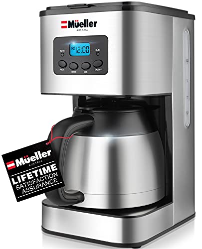 Mueller Austria Ultra Brew Thermal Coffee Maker, 8 cup (34oz) Carafe, Keep Warm, Auto Shut-Off, LCD Display Coffee Machine, Programmable, Delay Brew Function, Stainless Steel
