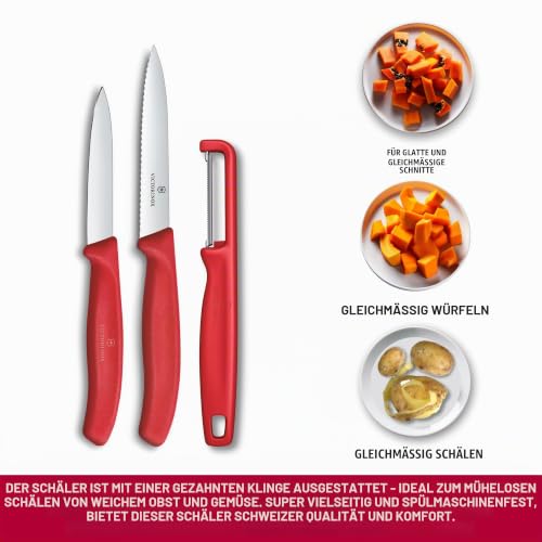 Victorinox Swiss Classic Gemüsemesser Set mit Sparschäler, 3-tlg., Rot – Ansicht 6