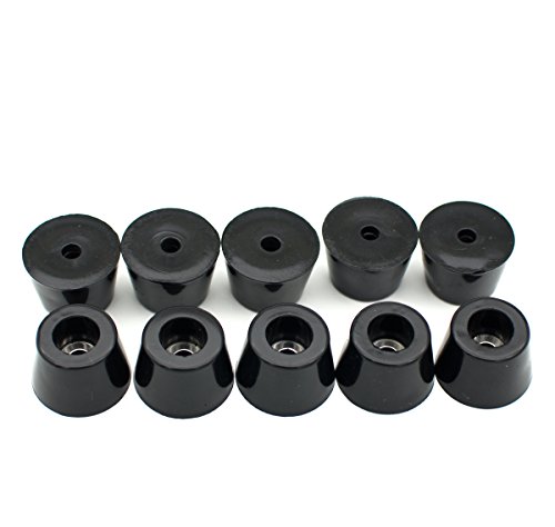 Black Round Rubber Feet With Steel Washer Inside Pack Of 10 (D36X28Xh25Mm) #TOP5