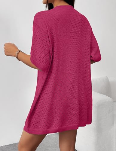 Image of Zeagoo Lightweight Summer Cardigan for Women Short Sleeve V Neck Crochet Kimonos Loose Open Front Hollow Out Cover Ups