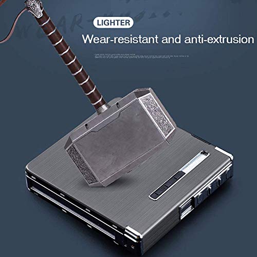 LIANXIAO - Caixa de cigarros, caixa de cigarro com isqueiros, USB Lúcio de charuto recarregável, fla