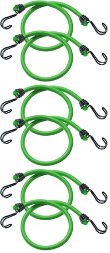 Image of Master Lock 3021EURDAT Bungees with Reverse Hooks, Green, 80 cm Bungees, Pack of 6