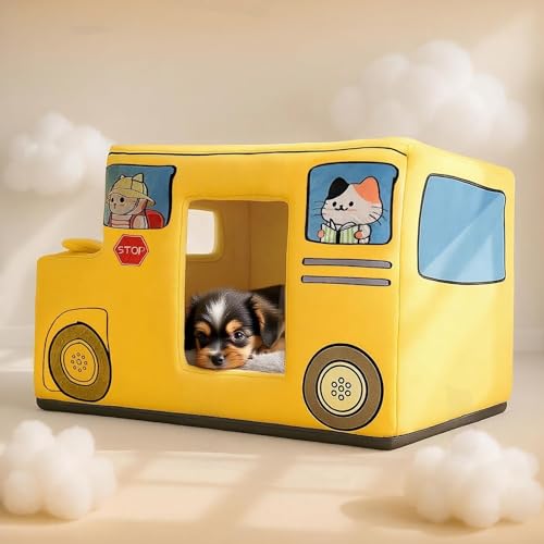School Bus Cat Bed for Kittens & Small Dogs - Washable & Cozy - Image 5