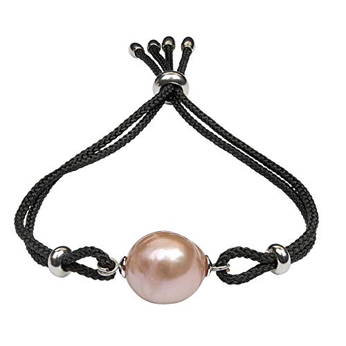Preisvergleich Produktbild Célia von Barchewitz Barockperlen Armband Sunrise Für Damen Süßwasserperlen Zuchtperlen Zart Rosé Armbänder Schwarz Edelstahl Verstellbar Geschenke Für Frauen Beste Freundin Jahrestag