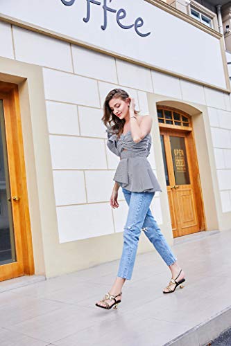 Yooprettyz Women Evening Heels Embellished Stud Butterfly Dress Party Bridal Sandals Black 7.5 #TOP5