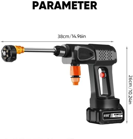 Diagram showing the dimensions of the Sakerplus pressure washer
