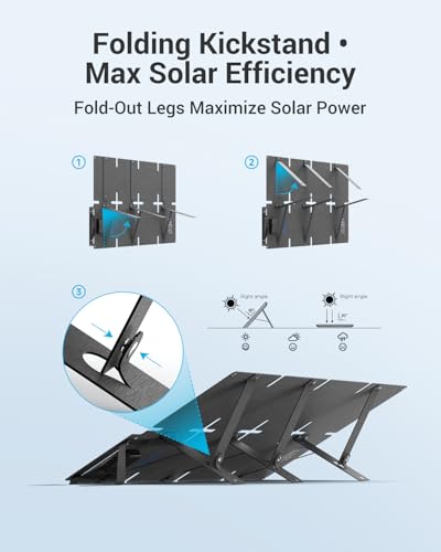 Image of BigBlue 60W Portable Compact Solar Panel with PD 45W USB-C, 20W USB-A, DC Ports for Power Stations, Cellphones, Power Banks, Tablets, IP68 Waterproof, Foldable Camping Solar Charger with Kickstand