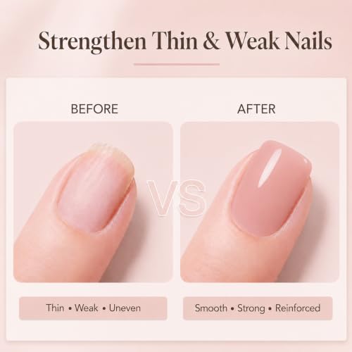 Image of AZUREBEAUTY 18ml Rubber Base Builder Gel Polish for Nails, Rose Blush Rubber Base Coat, Self-Leveling Apex Building Nail Strengthener, Long Lasting Soak Off UV LED for Thin Weak Brittle Nails