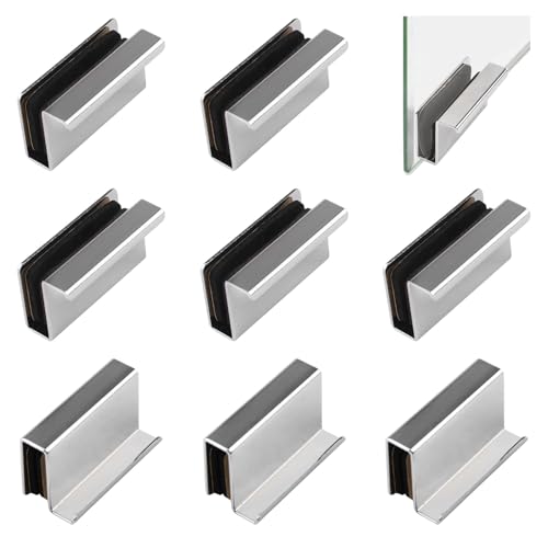 Image of 8Pcs Glass Finger Edge Pull Cabinet Finger Pull Handle Glass Door Clips Cabinet Latch Clamp Concealed Handle for Display Glasscase Door (Silver)