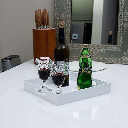 Mukeen Glossy White Acrylic Serving Tray With Handles thumb #5