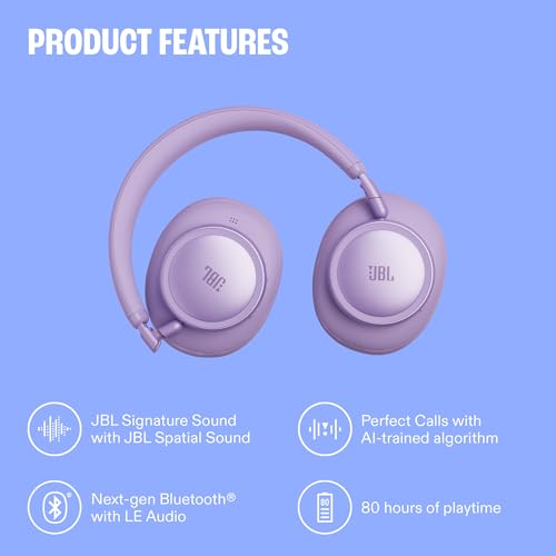 JBL Live 780NC Cuffie Over‑Ear Wireless con Cancellazione del Rumore, Nero - Immagine 5