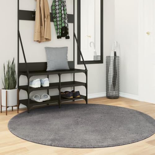 Tapis de salon rond anthracite pour une chambre cocooning - 3