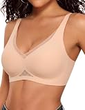 Bresdk Reggiseno Senza Ferretto Senza Cuciture Rete Triangolare Comodo, Beige, L...