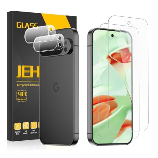 JEHOO [2+2 Pack] for Google Pixel 9 Pro XL Screen Protector + Camera Lens Protector 6.7 Inch, 3D Full Coverage, 9H Tempered Glass, Fingerprint Unlocking, Bubble Free