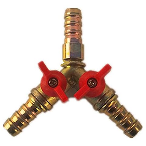 3 Way Ball Valve Y Sahped Fuel Gas Oil Hose 10mm Water Splitter Hose Connector Easy Install Shut Off High Pressure Resistant Outlet Control Cover