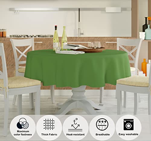 Image of HOME COLORS.IN Plain Solid Cotton 4 Seater Round Table Cover - Durable - Machine Washable - Every Day use Dining Table Cloth - 60 x 60 Inch - Sage Green