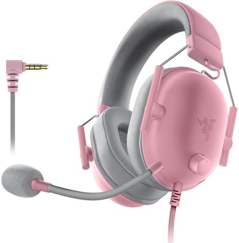 Razer BlackShark V2 X Gaming Headset: 7.1 Surround Sound - 50mm Drivers - Memory Foam Cushions - for PC, PS4, PS5, Switch - 3.5mm Audio Jack - Quartz Pink