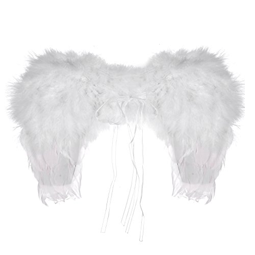 Lux Accessories Halloween White Dress Up Cosplay Party Costume Heaven Feather Angel Wings