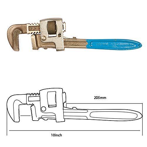 Image of AGRICO Tata 10 Inch Pipe Wrench | Chrome Vanadium Steel Stillson Type Adjustable Spanner with Anti Slip Grip Handle | Heavy Duty Tool for Plumbing, Industrial, Workshop & Home Repair Use | Pack of 1