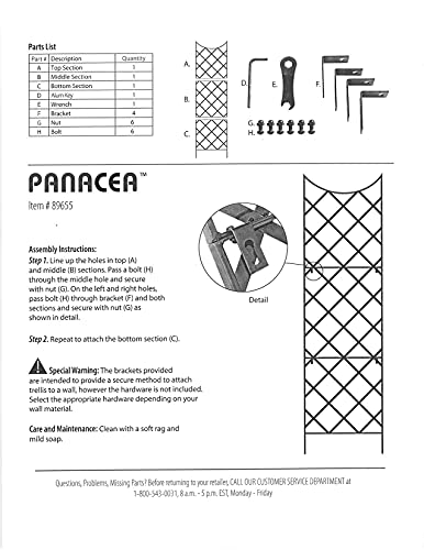 Panacea 89655 Giant Trellis, Black, 108" H, Pack Of 3 #TOP2