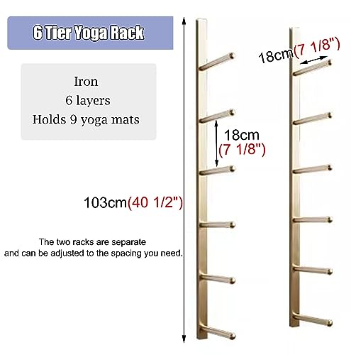 Estante de almacenamiento de pared para esterilla de yoga, organizador de gimnasio montado en la pared para esterillas de yoga y accesorios