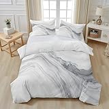 Generisch Bettwäsche 220x240 Marmormuster Wende Motiv 3tlg, Schlafzimmer Deko, Grau und Weiß Bettbezug und 2 Kissenbezug 80x80, Weiche Mikrofaser Deckenbezug mit Reißverschluss GH918