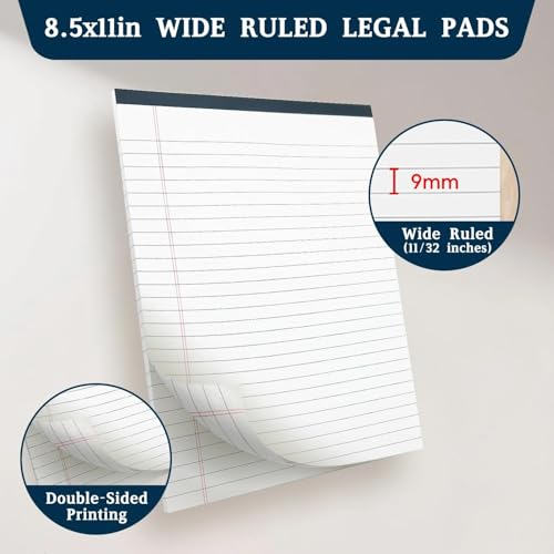 10PCS Notepad 8.5 x 11 White Lined Paper, 8.5 x 11 Legal Pads 30 Sheets/Pad, Office School Note Paper, Wide Ruled Writing Pad for Meetings, Homework, Journaling and Daily Notes(A4  image 3