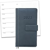 Taschenkalender 2023 A6 Wochenplaner, 1 Woche auf 2 Seiten Klein Kalender 2023 Planer 17,8 x 10 cm (GRAU)