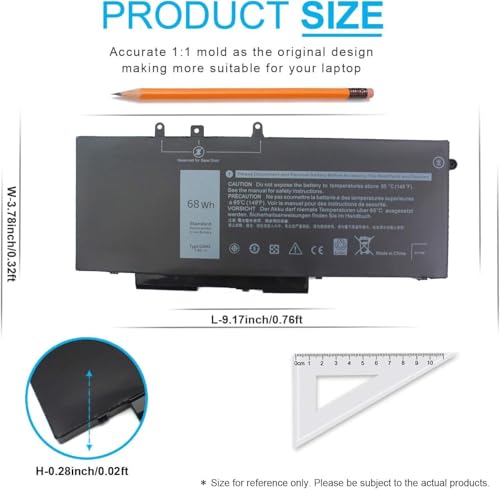 Image of WISTAR GJKNX Battery for Dell Latitude 5280 5480 5580 5490 5590 E5480 E5580 E5490 E5590 0DY9NT GD1JP DY9NT 0GD1JP 5YHR4 451-BBZG 7.6V 4-Cell 68Wh Laptop Battery