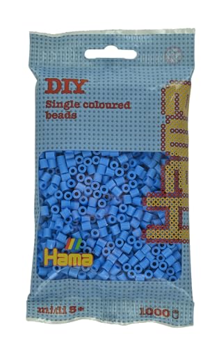 HAMA - sachet de perles à repasser | env. 1000 perles midi | loisirs créatifs et mosaïques pour enfants dès 5 ans | jeu créatif et décoration artisanale | Bright blue