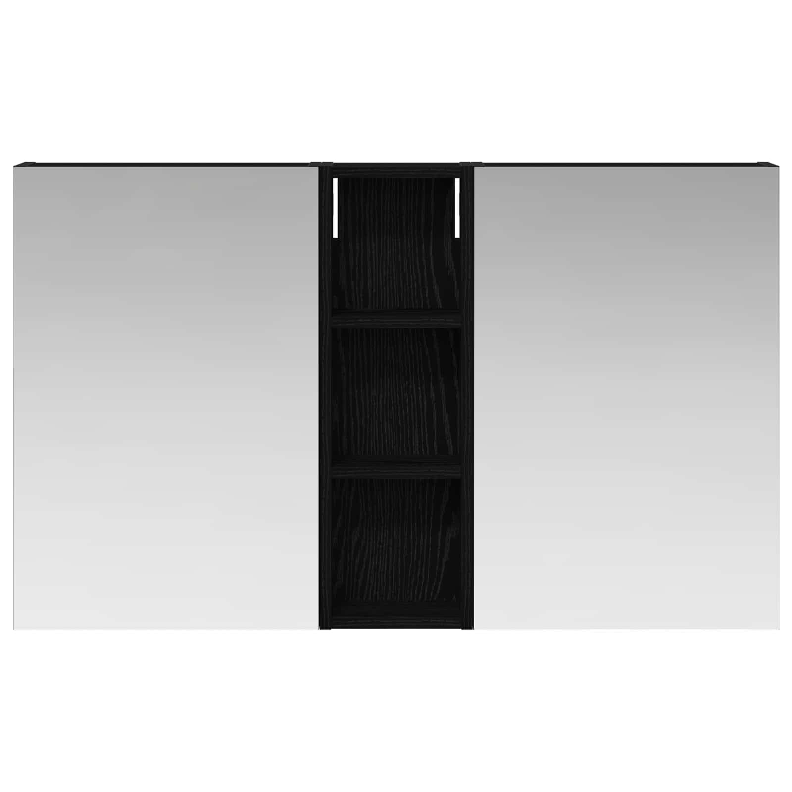 Lot de 3 armoires de salle de bain en bois - 100 x 10,5 x 60,5 cm - Montage mural - Avec éclairage LED - Miroir bidirectionnel - Espace de rangement et étagères pour meubles de salle de bain