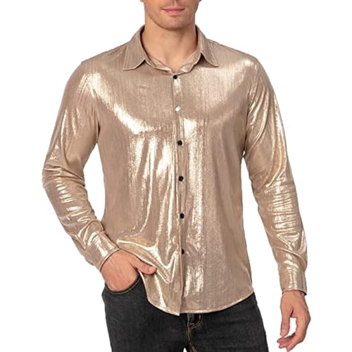 Chemise à paillettes métallique des années 70 pour homme en boîte de nuit