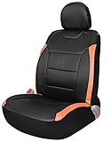 Leader Accessories Universal One Front Leather Seat Cover, Bucket Seat Protector - Fits Car Trucks SUV with Airbag Black/Orange