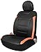 Leader Accessories Universal One Front Leather Seat Cover, Bucket Seat Protector - Fits Car Trucks SUV with Airbag Black/Orange
