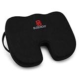 BLISENCHY Office Chair Cushion, Memory Foam Seat Cushion, Non Slip Sitting Pillow for Gaming, Car Seat, Computer Chair Pad, Sciatica and Tailbone Support, Washable Cover (Black Mesh Fabric)