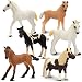 TOYMANY 6PCS 3-4" Realistic Horse Pony Figurines Set, Detailed Textures Foal Animal Figures Toy, Christmas Birthday Gift Cake Topper for Kids Toddlers Children