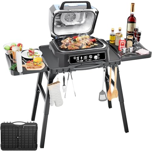 Grill Stand for Ninja Woodfire OG701 OG850 OG951, Pizza Oven Table Stand for Onni 12, Quick-Fold Grill Cart for Blackstone, Cuisinart, with Air Vent (35 in.)