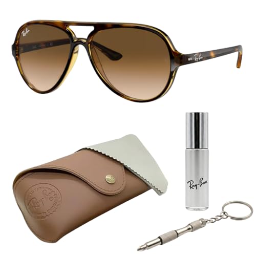 Ray-Ban RB4125 Pilot Shape Non-Polarized Sunglasses for Men Includes Official Rayban Eyewear Kit Ideal Formal & Casual Wear Sunglasess Clear Gradient Brown Lens
