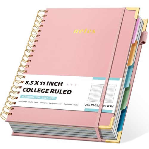 Carnet à spirales pour le travail et l'école avec grand cahier ligné 240 pages esthétique